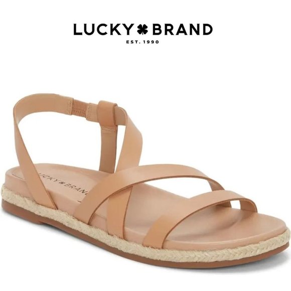 🆕️ New Lucky Brand Darli Slingback Sandal, Size 6.5 in Tan Leather - Picture 1 of 8